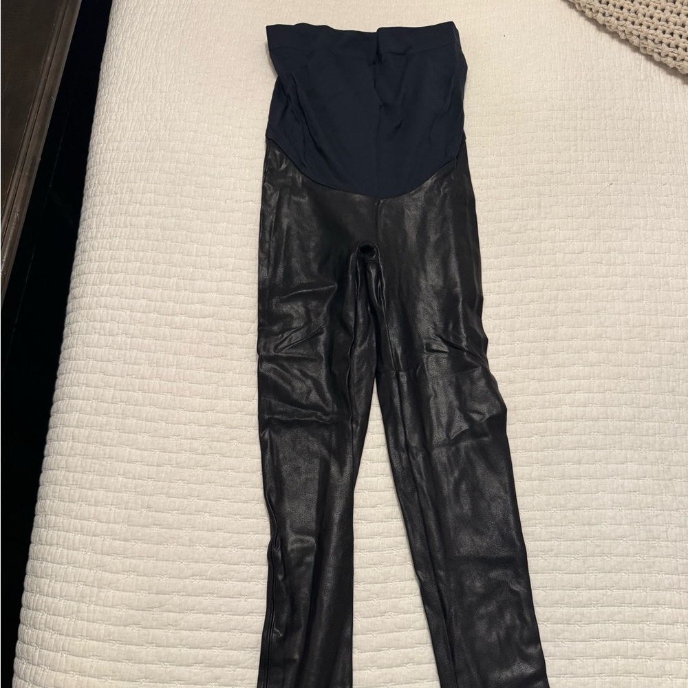 Maternity Spanx Black Faux Leather Leggings